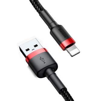 Kabeļi - Baseus Cafule USB Lightning Cable 2,4A 0,5m (Red+Black) CALKLF-A19 - ātri pasūtīt no ražotāja