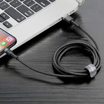 Kabeļi - Baseus Cafule USB Lightning Cable 2,4A 1m (Gray+Black) CALKLF-BG1 - ātri pasūtīt no ražotāja