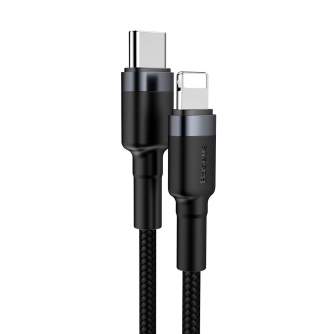 Kabeļi - Baseus Cafule Cable Type-C to iP PD 18W 1m Gray+Black CATLKLF-G1 - ātri pasūtīt no ražotāja