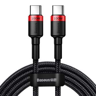 Kabeļi - Baseus Cafule PD2.0 100W flash charging USB For Type-C cable (20V 5A)2m Red+Black - perc šodien veikalā un ar piegādi