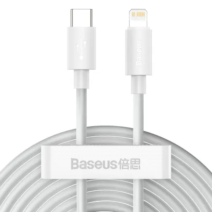 Baseus Simple Wisdom Data Cable Kit USB-C to Lightning PD 20W (2PCS/Set) 1.5m White TZCATLZJ-02