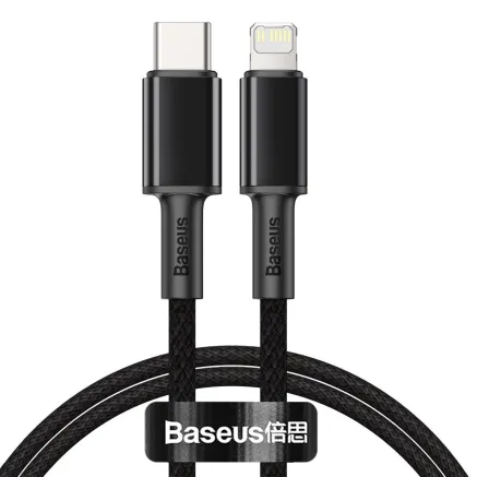 Baseus High Density Braided Cable Type-C to Lightning, PD, 20W, 1m (Black) CATLGD-01