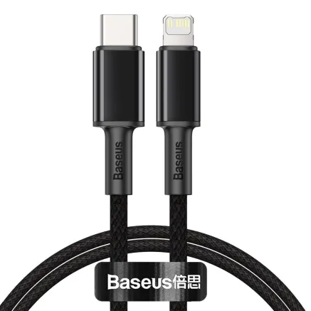 Baseus High Density Braided Cable Type-C to Lightning, PD, 20W, 2m (Black) CATLGD-A01