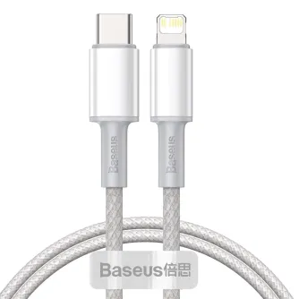 Kabeļi - Baseus High Density Braided Cable Type-C to Lightning, PD, 20W, 1m (white) CATLGD-02 - ātri pasūtīt no ražotāja