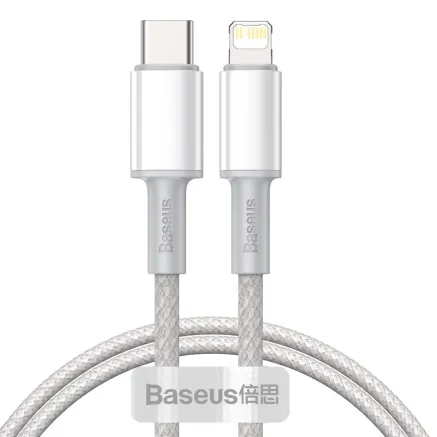 Baseus High Density Braided Cable Type-C to Lightning, PD, 20W, 1m (white) CATLGD-02