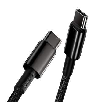 Кабели - Baseus Tungsten Gold Cable Type-C to Type-C 100W 1m (black) CATWJ-01 - быстрый заказ от производителя