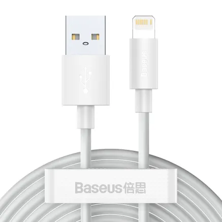 Baseus Simple Wisdom Data Cable Kit USB to Lightning 2.4A (2PCS/Set1.5m White TZCALZJ-02