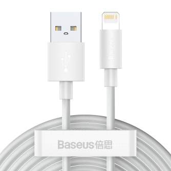 Kabeļi - Baseus Simple Wisdom Data Cable Kit USB to Lightning 2.4A (2PCS/Set）1.5m White TZCALZJ-02 - ātri pasūtīt no ražotāja