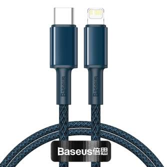 Kabeļi - Baseus High Density Braided Cable Type-C to Lightning, PD, 20W, 1m (blue) CATLGD-03 - ātri pasūtīt no ražotāja