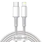 Cables - USB-C to Lightning Baseus High Density Braided Cable, 20W, PD, 2m (white) CATLGD-A02 - quick order from manufacturer