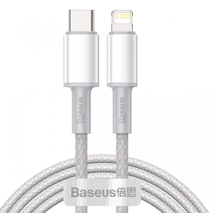 Kabeļi - USB-C to Lightning Baseus High Density Braided Cable, 20W, PD, 2m (white) CATLGD-A02 - ātri pasūtīt no ražotāja