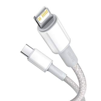 Кабели - USB-C to Lightning Baseus High Density Braided Cable, 20W, PD, 2m (white) CATLGD-A02 - быстрый заказ от производителя