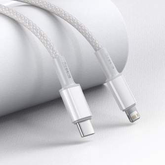 Kabeļi - USB-C to Lightning Baseus High Density Braided Cable, 20W, PD, 2m (white) CATLGD-A02 - ātri pasūtīt no ražotāja