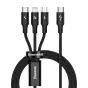 Kabeļi - Baseus Rapid Series 3-in-1 cable USB-C For M+L+T 20W 1.5m Black CAMLT-SC01 - ātri pasūtīt no ražotāja
