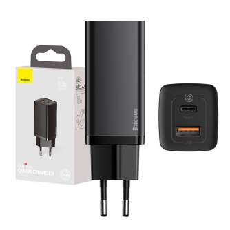 Telefonų, planšetinių kompiuterių ir GPS įkrovikliai - Quick Travel Charger Baseus GaN2 Lite USB+C 65W EU (black) CCGAN2L-B01 - 