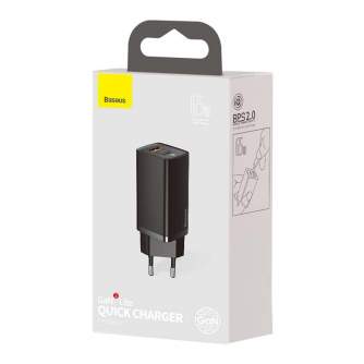 Baterijas, akumulatori un lādētāji - Quick Travel Charger Baseus GaN2 Lite USB+C 65W EU (black) CCGAN2L-B01 - ātri pasūtīt no ražotāja