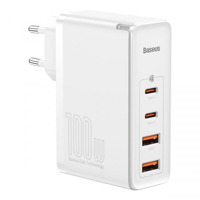 Baterijas, akumulatori un lādētāji - Travel Charger Baseus GaN2 Pro Quick 2x USB + 2x USB-C, 100W, EU (white) CCGAN2P - ātri pasūtīt no ražotāja