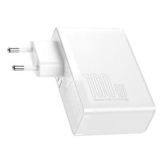 Baterijas, akumulatori un lādētāji - Travel Charger Baseus GaN2 Pro Quick 2x USB + 2x USB-C, 100W, EU (white) CCGAN2P - ātri pasūtīt no ražotāja