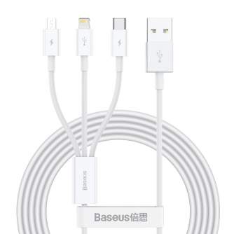 Кабели - USB cable 3in1 Baseus Superior Series, USB to micro USB / USB-C / Lightning, 3.5A, 1.2m (white) CAMLTYS-02 - быстрый за