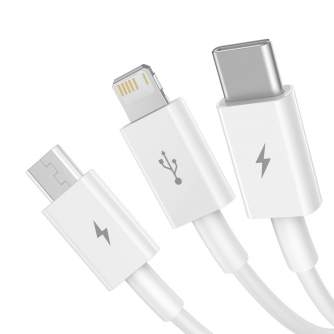Kabeļi - USB cable 3in1 Baseus Superior Series, USB to micro USB / USB-C / Lightning, 3.5A, 1.2m (white) CAMLTYS-02 - ātri pasūtīt no ražotāja