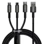 Кабели - USB cable 3in1 Baseus Tungsten Gold, USB to micro USB / USB-C / Lightning, 3.5A, 1.5m (black) CAMLTWJ-01 - быстрый зака