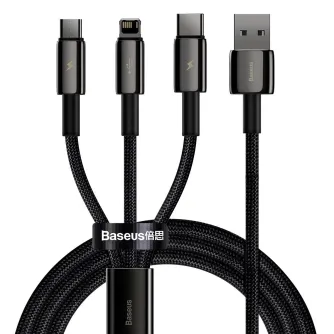 Кабели - USB cable 3in1 Baseus Tungsten Gold, USB to micro USB / USB-C / Lightning, 3.5A, 1.5m (black) CAMLTWJ-01 - быстрый зака
