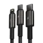Кабели - USB cable 3in1 Baseus Tungsten Gold, USB to micro USB / USB-C / Lightning, 3.5A, 1.5m (black) CAMLTWJ-01 - быстрый зака
