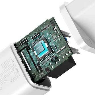 Baterijas, akumulatori un lādētāji - Baseus Super Si Quick Charger 1C 20W with USB-C cable for Lightning 1m (white) - ātri pasūtīt no ražotāja