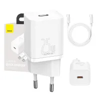 Wall charger - Baseus Super Si Quick Charger 1C 25W with USB-C cable for USB-C 1m (white) - quick order from manufacturerWall charger - Baseus Super Si Quick Charger 1C 25W with USB-C cable for USB-C 1m (white) - quick order from manufacturer