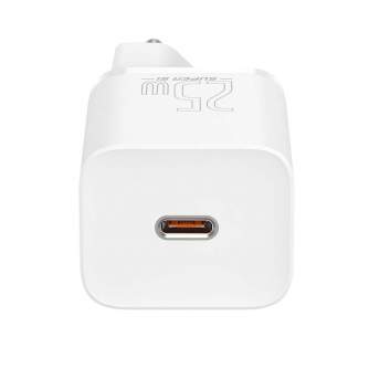 Батарейки и аккумуляторы - Baseus Super Si Quick Charger 1C 25W with USB-C cable for USB-C 1m (white) - быстрый заказ от произв