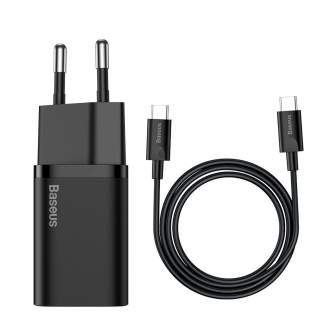 Batteries and chargers - Baseus Super Si Quick Charger 1C 25W with USB-C cable for USB-C 1m (black) - quick order from manufacturer