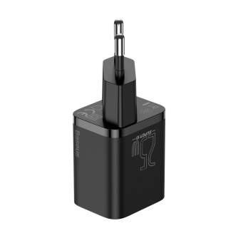 Baterijas, akumulatori un lādētāji - Baseus Super Si Quick Charger 1C 25W with USB-C cable for USB-C 1m (black) - ātri pasūtīt no ražotāja
