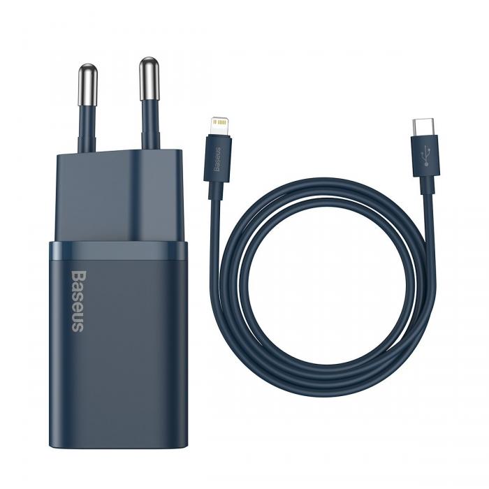 Baterijas, akumulatori un lādētāji - Baseus Super Si Quick Charger 1C 20W with USB-C cable for Lightning 1m (blue) - ātri pasūtīt no ražotāja