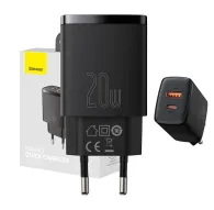 Wall charger - Baseus Compact Quick Charger, USB, USB-C, 20W (black) CCXJ-B01 - quick order from manufacturerWall charger - Baseus Compact Quick Charger, USB, USB-C, 20W (black) CCXJ-B01 - quick order from manufacturer