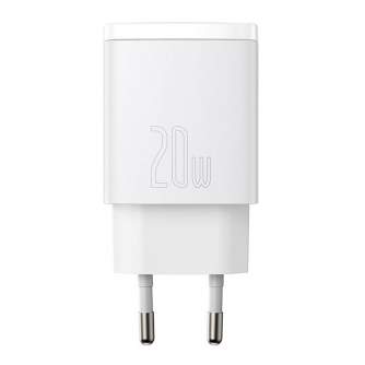 Batteries and chargers - Baseus Compact Quick Charger, USB, USB-C, 20W (white) CCXJ-B02 - quick order from manufacturer
