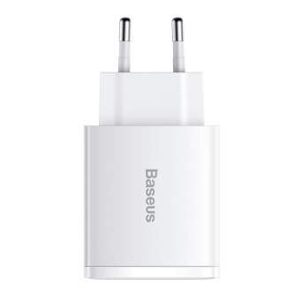 Baterijas, akumulatori un lādētāji - adowarka sieciowa Baseus Compact Quick Charger, 2xUSB, USB-C, PD, 3A, 30W (biaa) - ātri pasūtīt no ražotāja