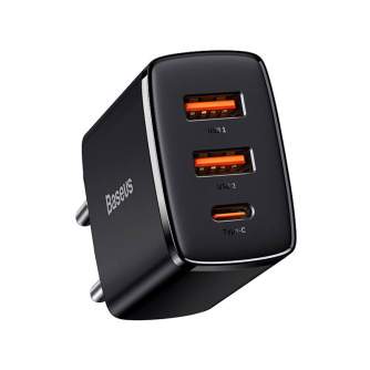 Batteries and chargers - adowarka sieciowa Baseus Compact Quick Charger, 2xUSB, USB-C, PD, 3A, 30W (czarna) - quick order from manufacturer