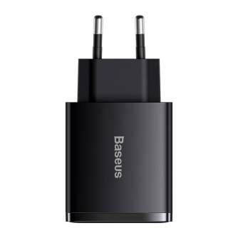 Батарейки и аккумуляторы - adowarka sieciowa Baseus Compact Quick Charger, 2xUSB, USB-C, PD, 3A, 30W (czarna) - быстрый заказ о