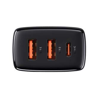 Батарейки и аккумуляторы - adowarka sieciowa Baseus Compact Quick Charger, 2xUSB, USB-C, PD, 3A, 30W (czarna) - быстрый заказ о