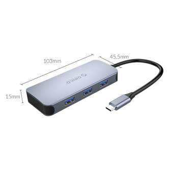 Sortimenta jaunumi - Adapter Hub Orico 6-in-1, HDMI 4K + 3x USB 3.0 + RJ45+ USB-C PD 100W MC-U602P-GY-BP - ātri pasūtīt no ražotāja