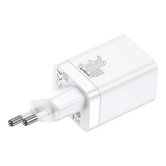 Telefonų, planšetinių kompiuterių ir GPS įkrovikliai - Baseus Super Si Pro Quick Charger USB + USB-C 30W (white) CCSUPP-E02 - бы