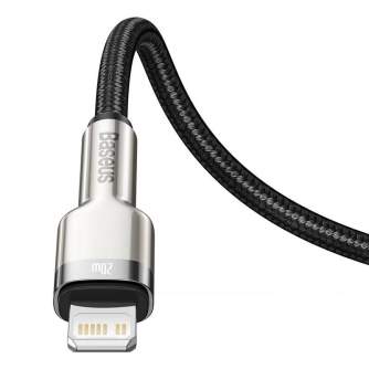 Kabeļi - USB-C kabelis Lightning Baseus Cafule, PD, 20W, 0,25m (melns) CATLJK-01 - ātri pasūtīt no ražotāja