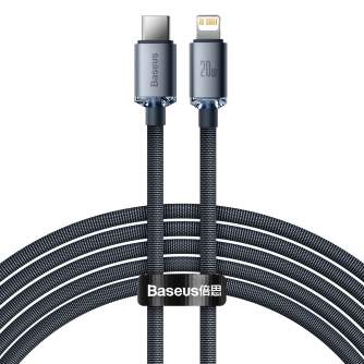 Cables - Baseus Crystal Shine cable USB-C to Lightning, 20W, PD, 2m (black) CAJY000301 - quick order from manufacturer