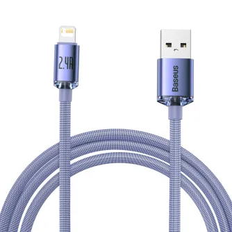 Kabeļi - Baseus Crystal Shine cable USB to Lightning, 2.4A, 2m (purple) CAJY000105 - ātri pasūtīt no ražotāja