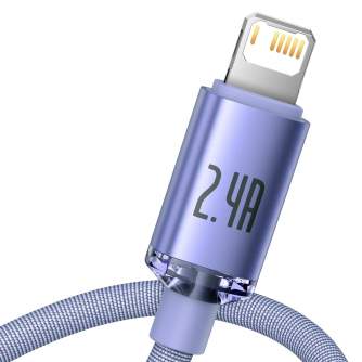Kabeļi - Baseus Crystal Shine kabelis no USB uz Lightning, 2.4A, 2m (violets) CAJY000105 - ātri pasūtīt no ražotāja