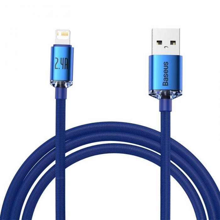 Kabeļi - Baseus Crystal Shine cable USB to Lightning, 2.4A, 2m (blue) CAJY000103 - ātri pasūtīt no ražotāja