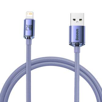 Cables - Baseus Crystal Shine cable USB to Lightning, 2.4A, 1.2m (purple) CAJY000005 - quick order from manufacturer