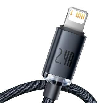 Cables - Baseus Crystal Shine cable USB to Lightning, 2.4A, 1.2m (black) CAJY000001 - quick order from manufacturer