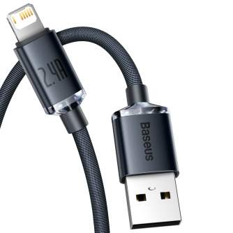 Cables - Baseus Crystal Shine cable USB to Lightning, 2.4A, 1.2m (black) CAJY000001 - quick order from manufacturer