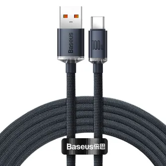 Kabeļi - Baseus Crystal Shine cable USB to USB-C, 100W, 1.2m (black) CAJY000401 - ātri pasūtīt no ražotāja